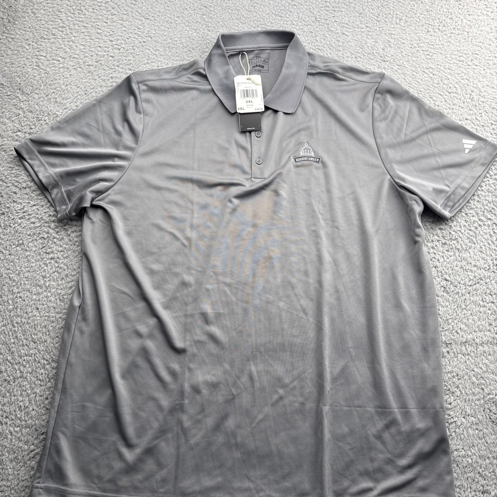 Adidas Perfect Polo Shirt Mens Size XXL 2XL Gray UPF 50 Stretch Golf JCCC Logo
